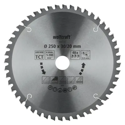 Produktbild von Wolfcraft® Kapp-/Gehrungssägeblatt HM 48 Zähne Ø250 mm