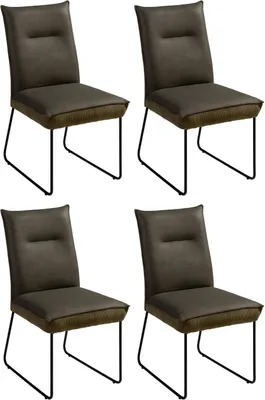 Produktbild von Polsterstühle - Grün- Schwarz - Webstoff - Metall - mit Steppung - 4er Set