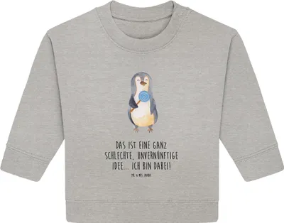 Produktbild von Mr. & Mrs. Panda Organic Baby Pullover Pinguin Lolli 24. - 36. Monat - Heather Grey - Geschenk, Bullover, Spruch, Süßigkeiten, Pinguine, Unvernünftig
