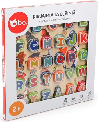 Obrázok produktu pre Náučné drevené puzzle abecedy a zvieratiek vo fínčine