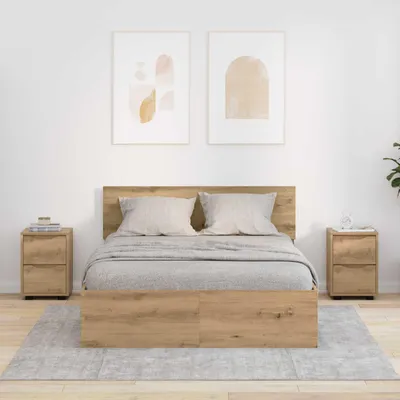 Immagine prodotto di vidaXL Comodini 2 pezzi Rovere artigianale 30,5 x 30 x 43 cm Materiale a base di legno