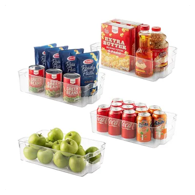 Image de Lot de 4 rangements pour réfrigérateur Buxibo – Boîtes empilables – Boîtes multifonctions – Rangements pour salle de bain, placard ou bureau – 37 x 19 x 10 cm