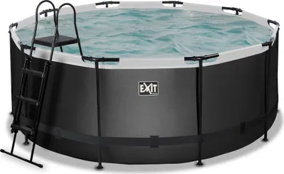 Immagine prodotto di EXIT Piscina fuori terra in pelle nera ø360, piscina fuori terra, con impianto di filtraggio a sabbia, rotonda, nera