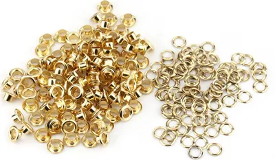 Productafbeelding van 100 messingogen met ringen, voor leerbewerking en naaien, 5 mm, goudkleurig