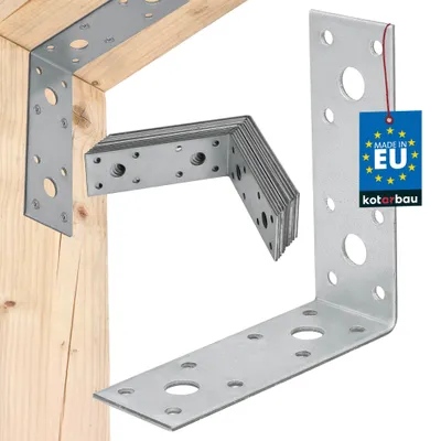 Produktbild von KOTARBAU® 12er Set Winkelverbinder Schwerlastwinkel 100x100x35mm verzinkter Stahl Winkel Stahlwinkel Stabil Langlebig Balkenverbinder Silber