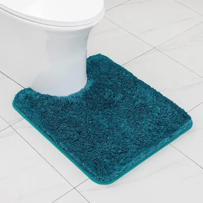 Productafbeelding van Badmat U-vormig, antislip, turquoise, 50x60 cm, microvezel, absorberend, machinewasbaar