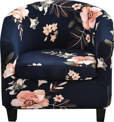 Obrázek produktu pro 2 kusy potahu na židle Club Chair Covers, Stretch Printed Chair Cover s odděleným potahem na sedák, kryt na pohovku (tmavě modrý květ)
