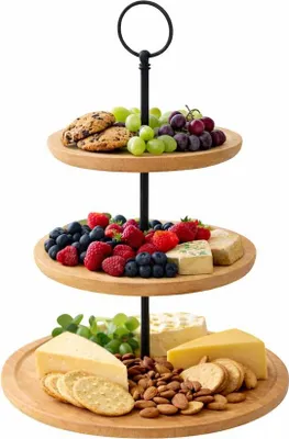 Produktbild von Runde Bambus-Etagere Servierregal 3-stöckig Ø28xH35cm