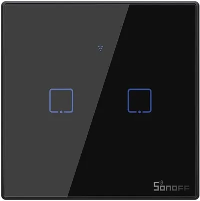 Produktbild von SONOFF T3EU2C WiFi Smart Wandschalter - 2 Taster - schwarz