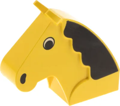 Produktbild von 1x Lego Tier Kopf Pferd 2x6x4 gelb schwarz Mähne Pferdekopf Motivstein 6244px1