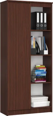 Produktbild von Büroregal AKORD R80 Wenge 80 cm Tür 8 Ebenen B80 x H180 x T35 cm