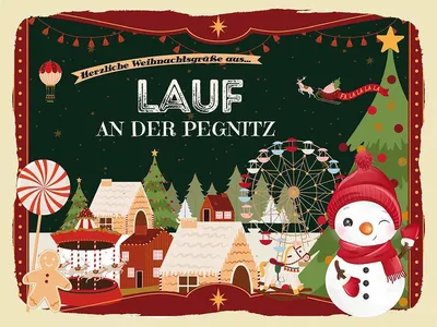 Produktbild von vianmo Holzschild 30x40 cm Weihnachtsgrüße aus Lauf an der Pegnitz Weihnachten