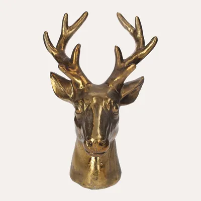 Produktbild von KEYHOMESTORE | Hirschkopfskulptur aus Goldharz, H. 39 cm