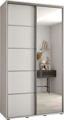 Produktbild von MEBLE KRYSPOL Cannes 5 Schrank mit 2 Schiebetüren - 205,2x130x45 cm - Weiß Weiß Silber