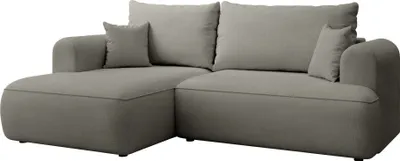 Produktbild von Selsey Ovo Mini - Eckschlafsofa linksseitig mit Stauraum, Easy-Clean-Chenille-Bezug, hellgrau