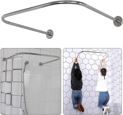 Immagine prodotto di Sbarra doccia a forma di U in acciaio inossidabile, regolabile da 80 a 120 cm e da 88 a 110 cm, colore argento