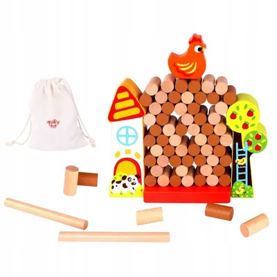 Obrázek produktu pro TOOKY TOY Hra Jenga Padající slepice Dřevěná farma