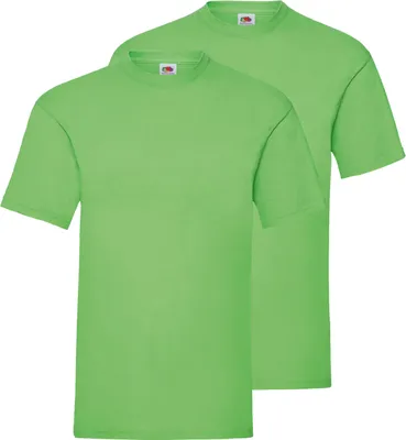 Produktbild von Doppelpack Fruit of the Loom Valueweight T-Shirt + GRATIS MyShirt Stoffbeutel Farbe: lime Größe: L