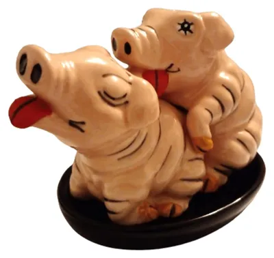 Produktbild von Salz- und Pfefferstreuer-Set – Keramik-Schweinchen