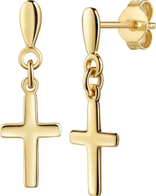 Produktbild von Kreuz Ohrhänger Gold 333 für Damen und Herren. Mit Schmucketui + Zertifikat