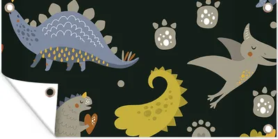 Obrázok produktu pre MuchoWow® Vonkajší plagát - Záhradná dekorácia ochrana súkromia - Záhradné plagáty pre záhradu - Dino - Deti - Vzory - Chlapci - Dievčatá - Dinosaurus -