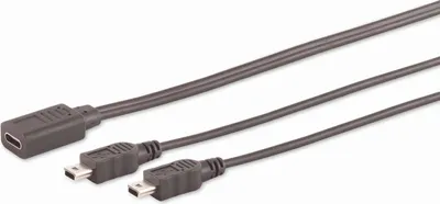 Image de S/CONN maximum connectivity Adapter, USB C femelle vers 2x USB Mini B mâle, câble en Y, 2.0, noir, 0,3m (13-20022)