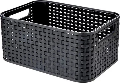 Zdjęcie produktu dla Stylowy koszyk do przechowywania, mały, antracytowy – Curver, koszyk do przechowywania drobiazgów