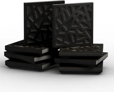 Produktbild von 8 Stück – kleine Akustikplatte | Schallabsorbierende Wandplatte | Geräuschreduzierung | Absorption |Diffusion | 25x25x5cm [ Schwarz | Skyross Mini]