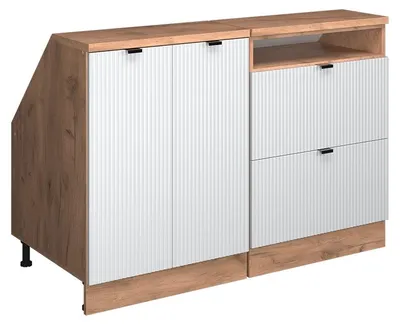 Produktbild von Küchenschrank für Dachschrägen Vicco R-Line Weiß Riffel 120 cm 2er Set Schrankkorpuss 60 cm Tiefe, Model 60644