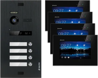 Produktbild von BALTER EVO Video Türsprechanlagen Schwarz Set 2-Draht BUS 7" LCD Monitor für 4 Familienhaus