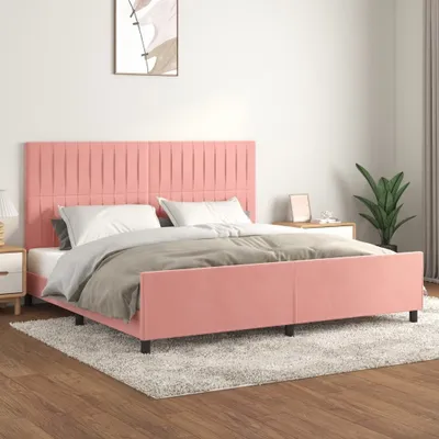 Produktbild von Bettgestell mit Kopfteil Rosa 200x200 cm Samt