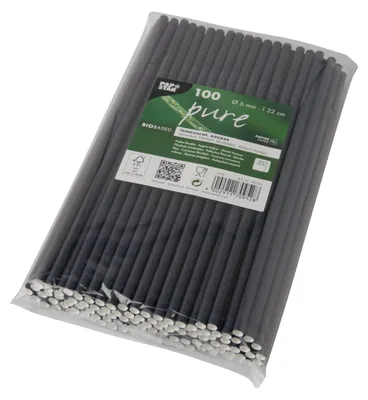 Immagine prodotto di PAPSTAR cannuccia di carta "pura" 220 mm nera flessibile