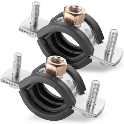 Imagen del producto de 2 abrazaderas para tubos de acero inoxidable (rango de sujeción de 26-28 mm, 3/4") con tornillos de fijación M6*20