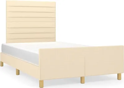 Produktbild von vidaXL Bettgestell ohne Matratze Creme 120x200 cm Stoff