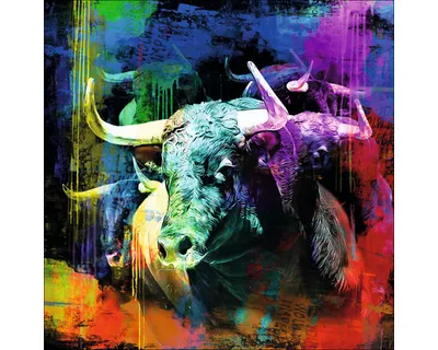 Produktbild von Glasbild Colorful Bull Head GLA2365 50x50 cm
