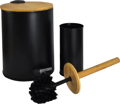 Zdjęcie produktu dla Kosz na śmieci 5L + szczotka do wc czarna zestaw ciekawy wytrzymałe