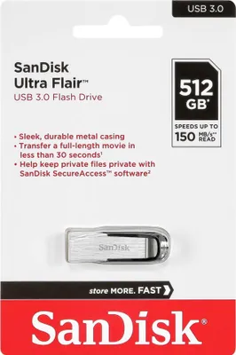 Produktbild von SanDisk Cruzer Ultra Flair 512GB USB 3.0 150MB/s SDCZ73-512G-G46