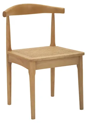 Imagen del producto de Juego de 2 sillas de estilo japonés - Modelo A - 54x54x70 cm, fabricadas en madera de caucho y ratán trenzado, color marrón - Diseño bohemio-chic inspirado en la estética oriental
