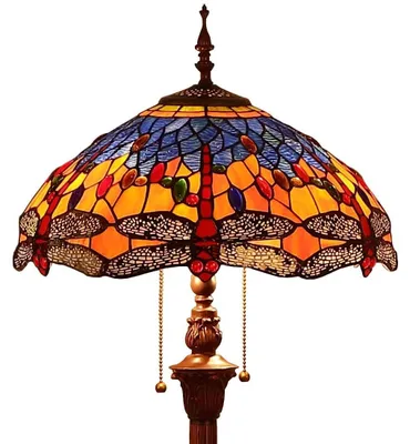 Obrázek produktu pro Stojací lampa ve stylu Tiffany s barevným sklem, stínidlo o výšce 40,6 cm