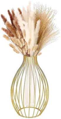Immagine prodotto di Elegante vaso in vetro con struttura in metallo color oro