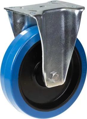 Immagine prodotto di ruota fissa da 200 mm con gomma elastica blu su ruota centrale in nylon