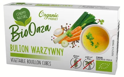 BULION - KOSTKI WARZYWNE BEZ DODATKU CUKRÓW BEZGLUTENOWE BIO (6 x 11 g) 66 g - BIOOAZA