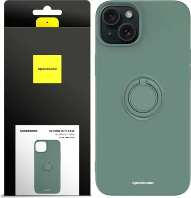 Image de Coque en silicone SPACECASE Coque en silicone avec anneau pour iPhone 15 Plus Vert