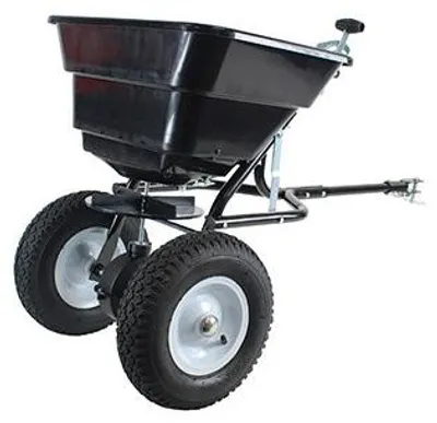 Zdjęcie produktu dla Rozsiewacz przyczepiany Turfmaster do nawozów i soli drogowej 36 kg.
