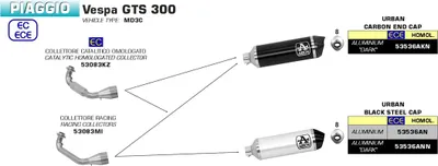 Image de Collecteur d'échappement de course ARROW pour Urban pour Piaggio