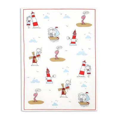 Produktbild von Geschirrtuch Wattwurm, Geschirrtücher, Mitbringsel Geschenkidee Tuch, Nordsee Leuchtturm