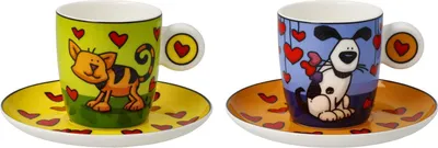 Produktbild von Goebel Porzellan 2er Set Espressotassen Love Dog & Love Cat 100ml Ed Heck