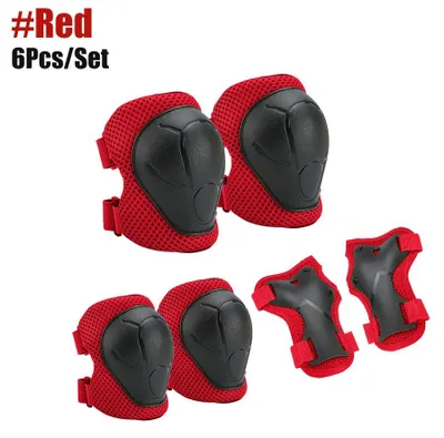 Image de Protège-genoux pour enfants, protège-coudes, pour les enfants de 3 à 7 ans, bébés, garçons et filles. Équipement de protection 6 en 1, ensemble de sécurité avec protections pour les poignets, idéal pour le patinage et le vélo. Couleur : rouge