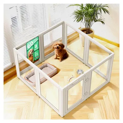 Produktbild von Acryl-Hundespielplatz für Welpen und kleine Hunde, 24 Zoll, 8 Paneele, weiß