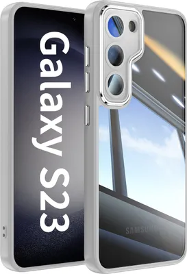 Produktbild von Handyhülle für Samsung Galaxy S23 Hybrid Transparent TPU PC Militärschutz mit Kameraabdeckung Grau